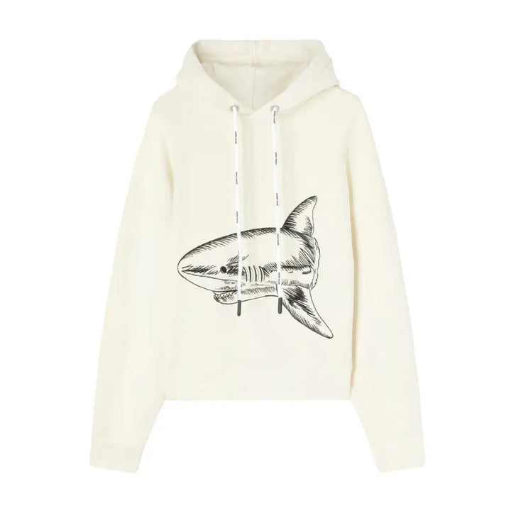 Palm Angels Hai Hoodie Oversize Passform Hochwertiger Baumwoll-Fleece Lässiger Streetwear Pullover