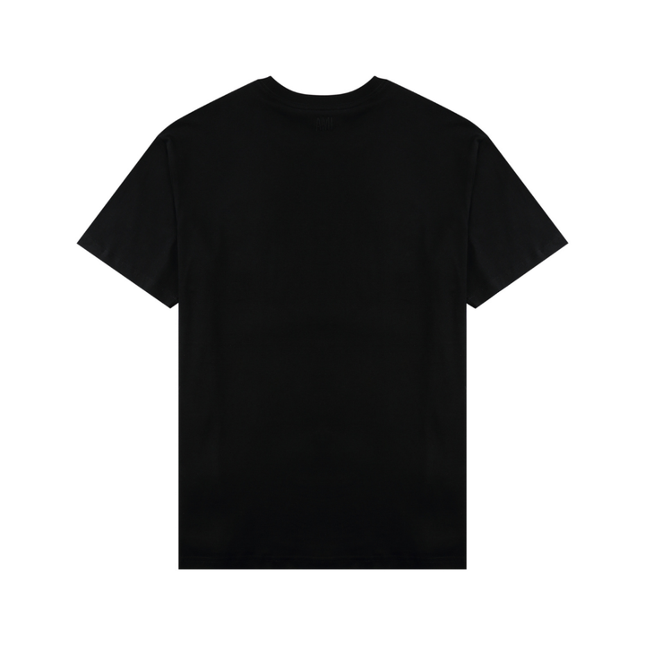 AMI Paris Baumwoll-T-Shirt für Herren, Kurzarm, Herzlogo, Klassischer Schnitt, Schwarz