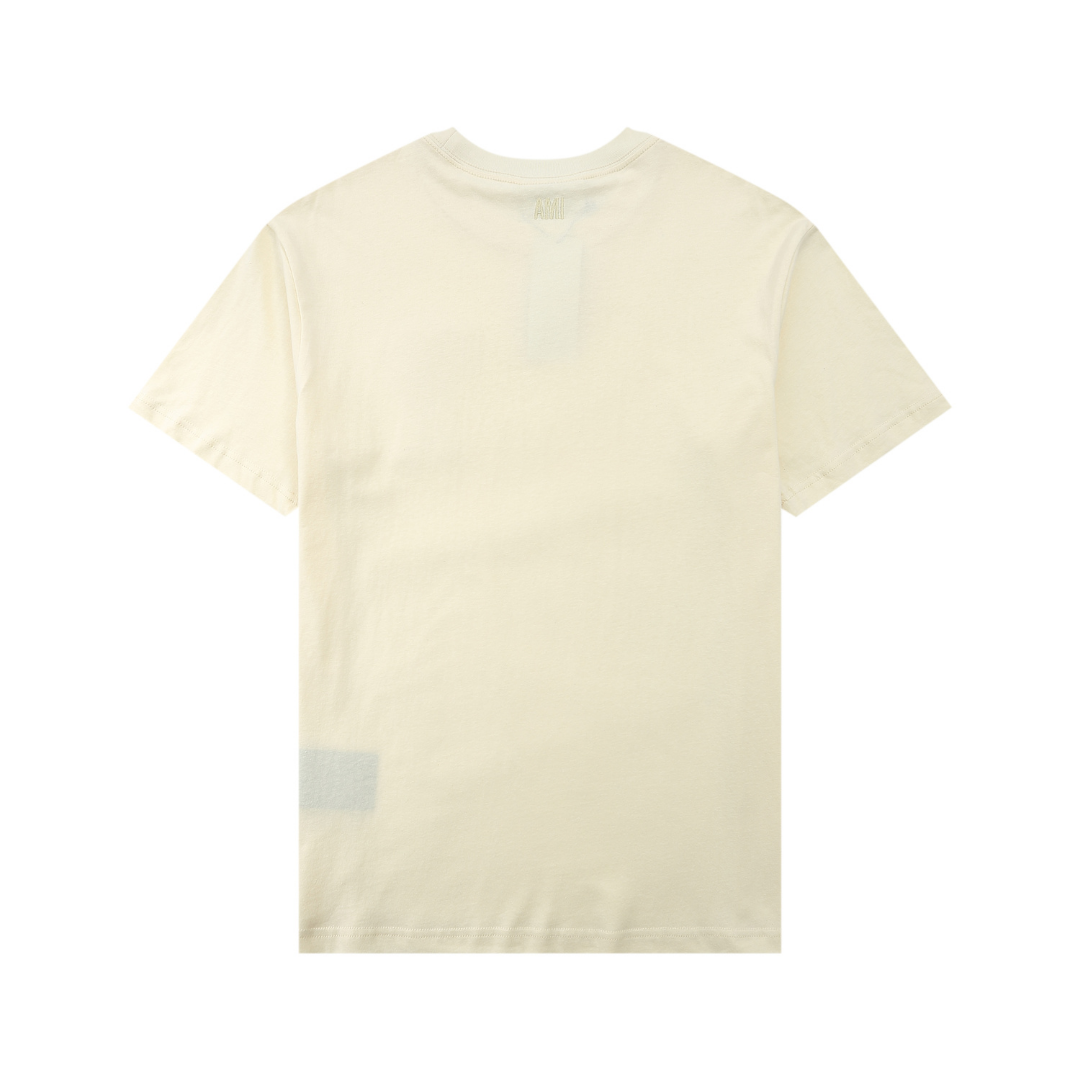 AMI Paris Unisex Baumwoll T-Shirt Herz Logo Print Designer Freizeit Oberteil