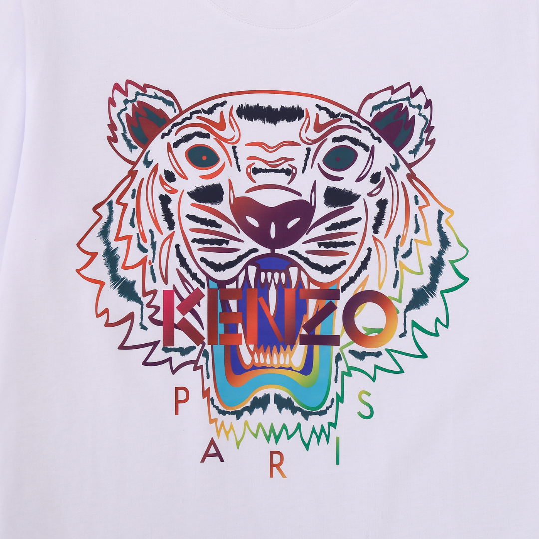 Kenzo Tigerkopf Ikonisches Baumwoll-T-Shirt für Herren, Französischer Stil, Japanische Einflüsse