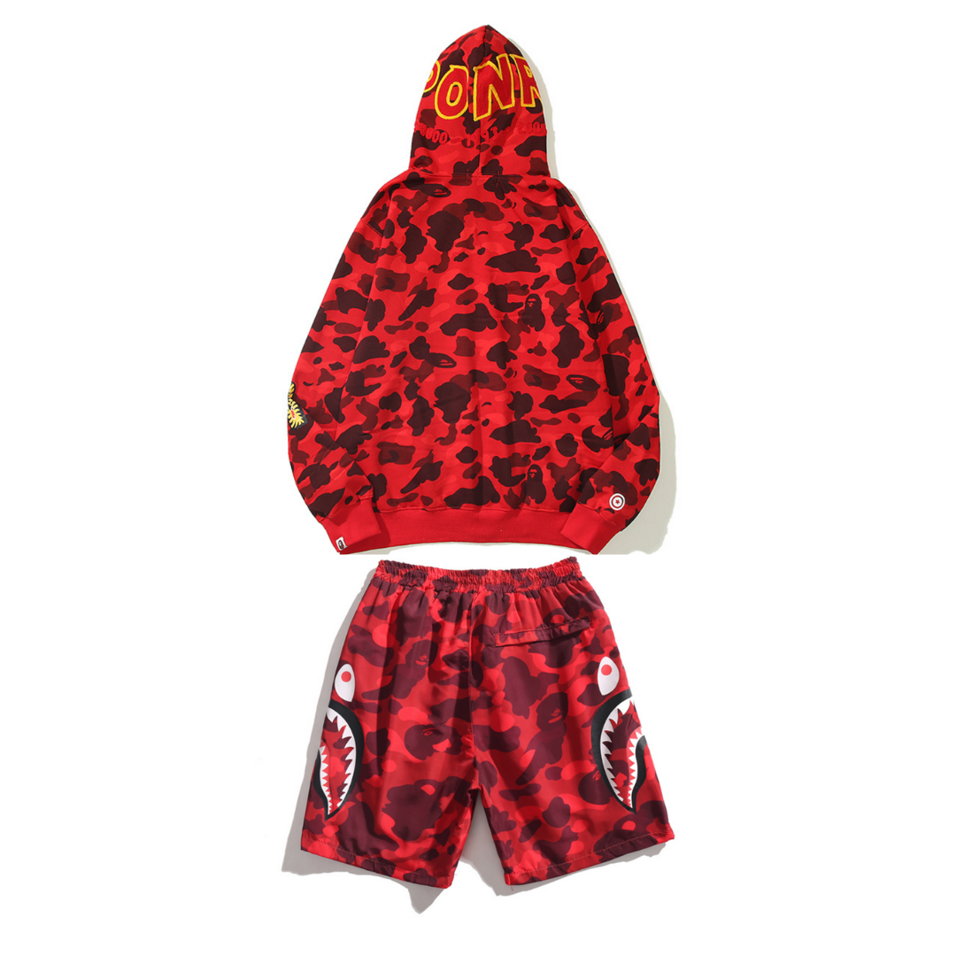 Exklusives BAPE Streetwear Set: Komfortabler Hoodie und Shorts für ultimativen Style