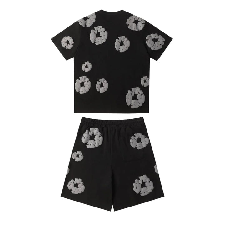 Denim Tears Schwarz-Graues Baumwoll-Shorts-Set für Herren – Stylisch & Bequem