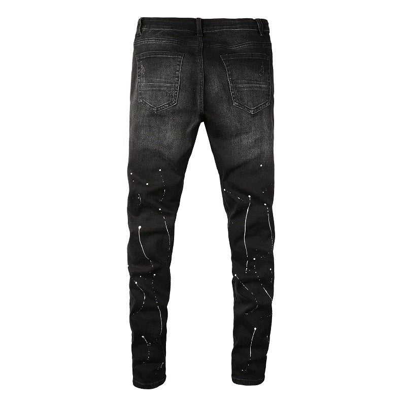 Amiri Paint Diamonds Schwarze Luxus Jeans Herren Denim Streetstyle Hosen