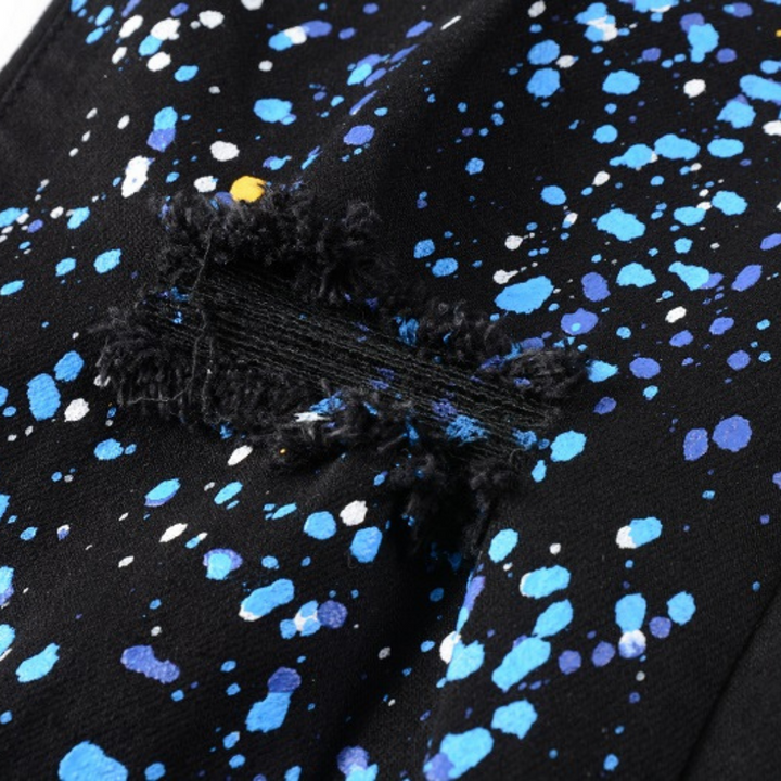 Luxuriöse Amiri Paint Splatter Jeans für Herren – Distressed Streetwear Denim