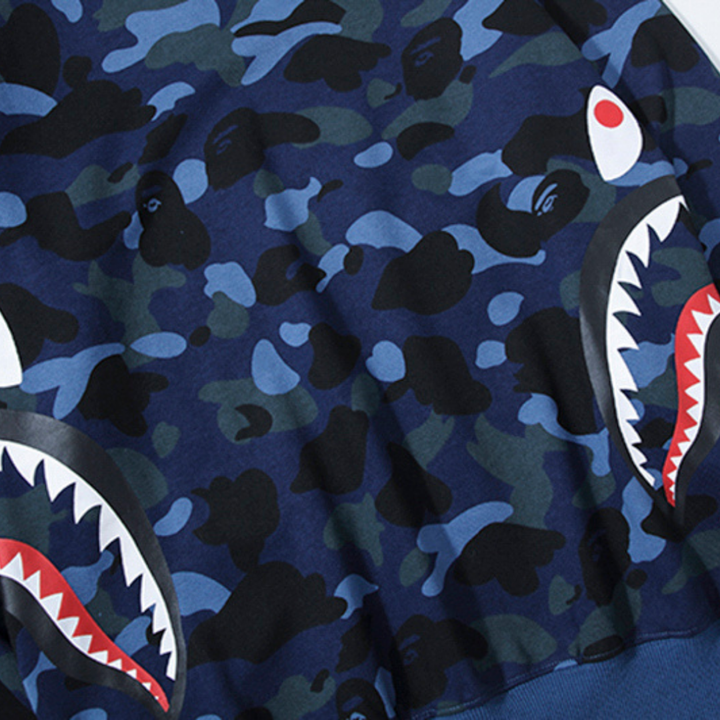 Exklusiver BAPE Shark Camo Hoodie – Japanischer Streetwear Kapuzenpullover für Style-Ikonen