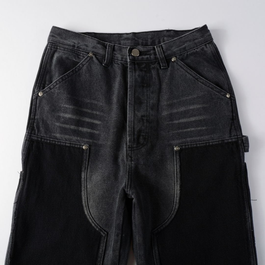 Luxuriöse Amiri Schwarze Patch Schlagjeans für Herren – Premium Designer Denim Style