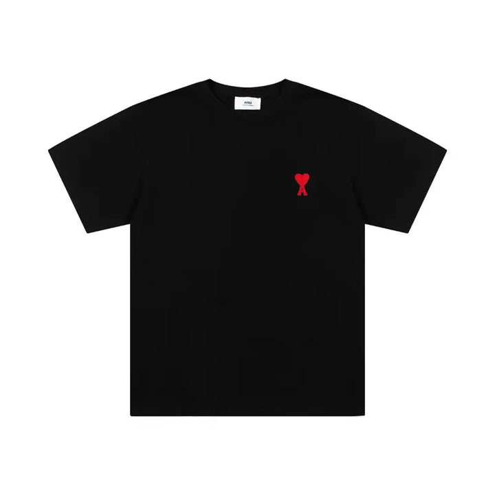 AMI Paris Unisex Baumwoll-T-Shirt mit ikonischem Herz-Logo, Designer Freizeit Shirt