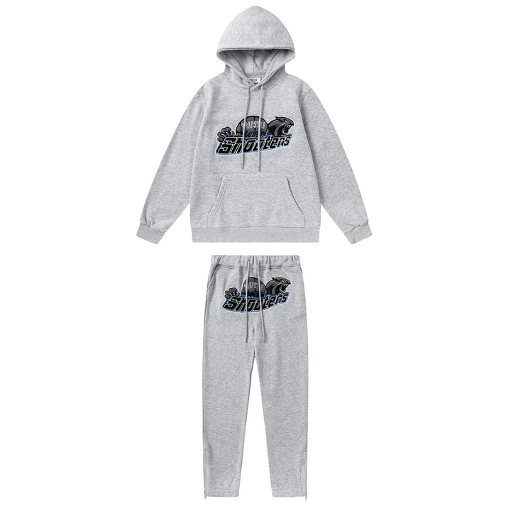 Trapstar Shooters 2.0 Kapuzen-Trainingsanzug Grau-Blau – Stylischer Athleisure Set