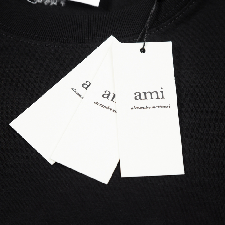 AMI Paris Unisex Baumwoll-T-Shirt mit ikonischem Herz-Logo, Designer Freizeit Shirt