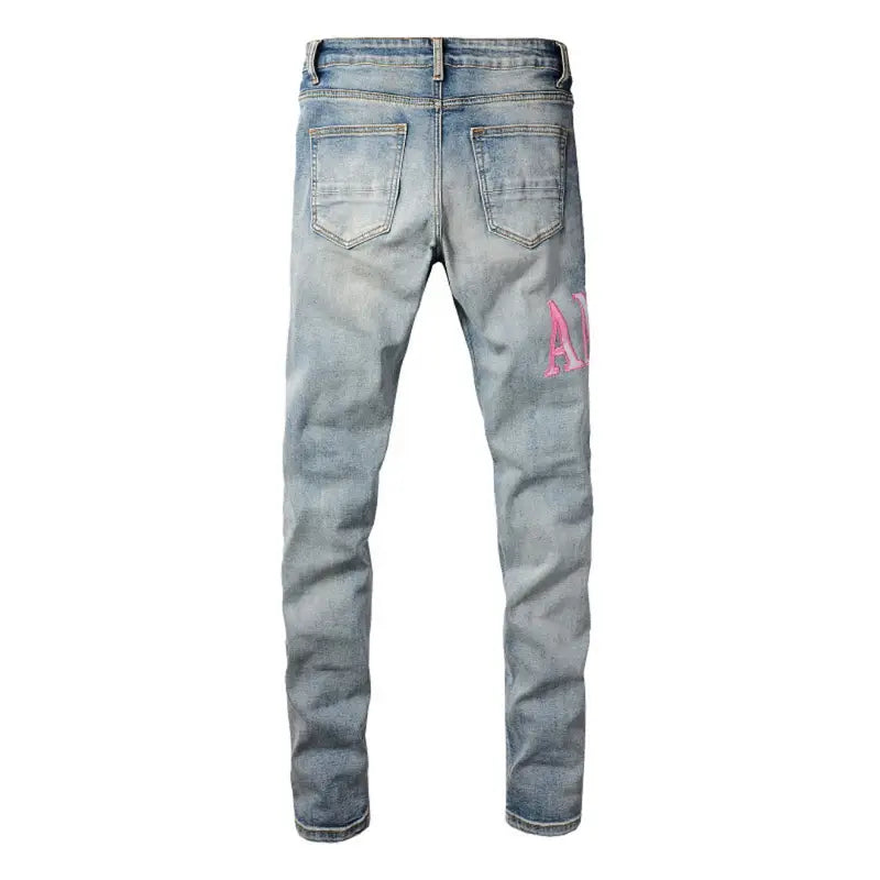Luxuriöse Amiri Herren Designer Used-Look Jeans mit Logo und Destroyed Effekten