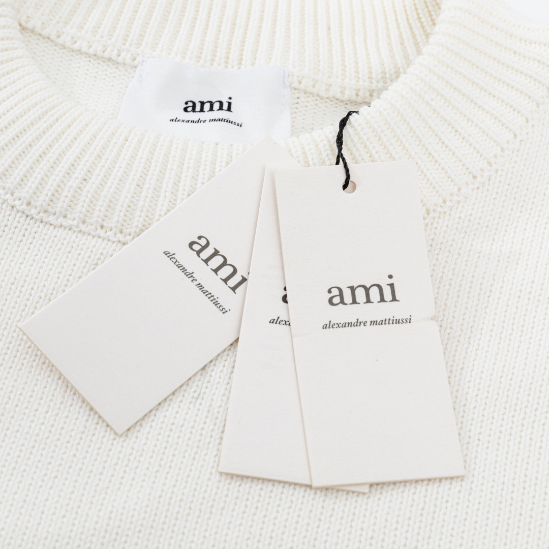 AMI Paris Herz-Logo Pullover Unisex – Bequem, Stilvoll, Pariser Chic Strickpullover