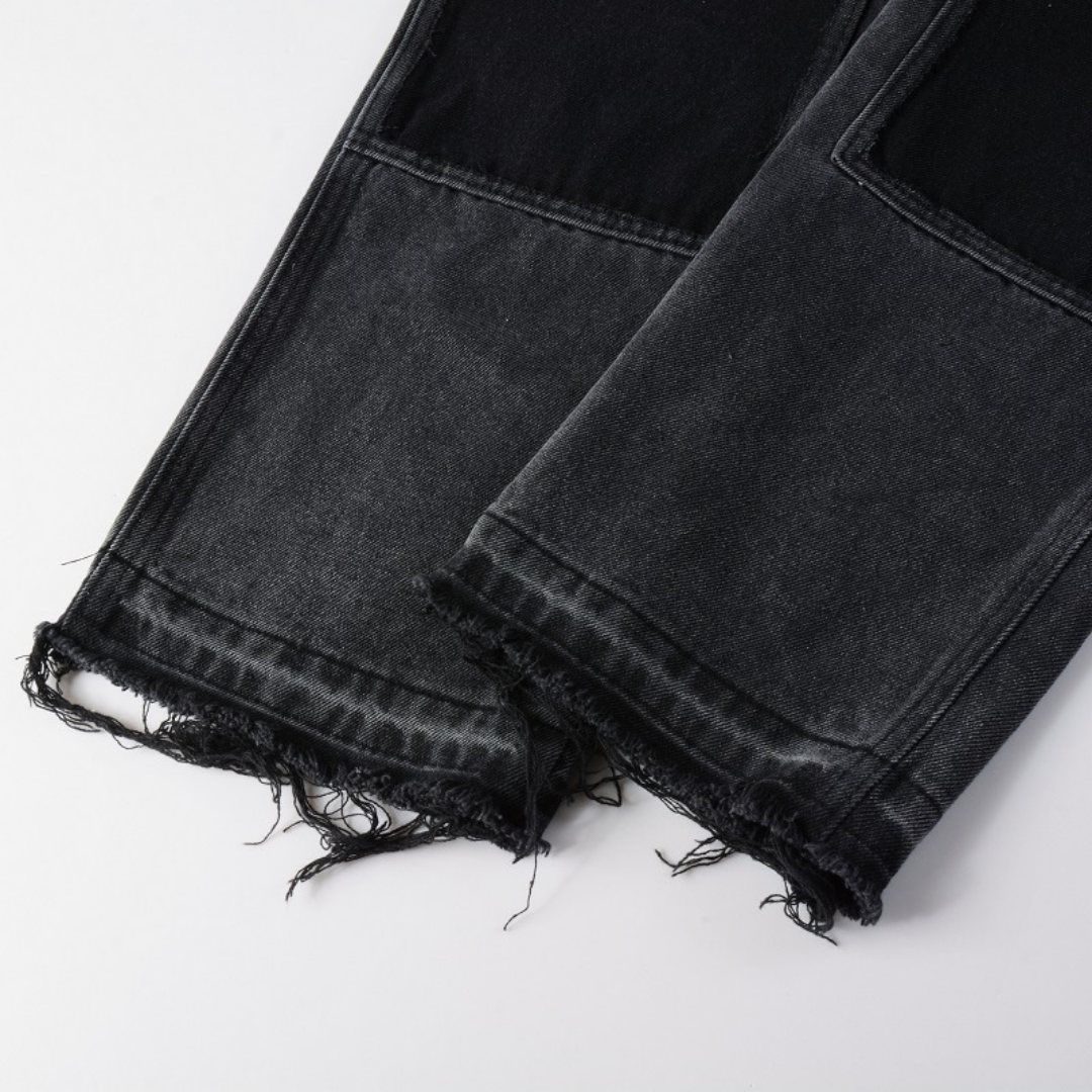 Luxuriöse Amiri Schwarze Patch Schlagjeans für Herren – Premium Designer Denim Style