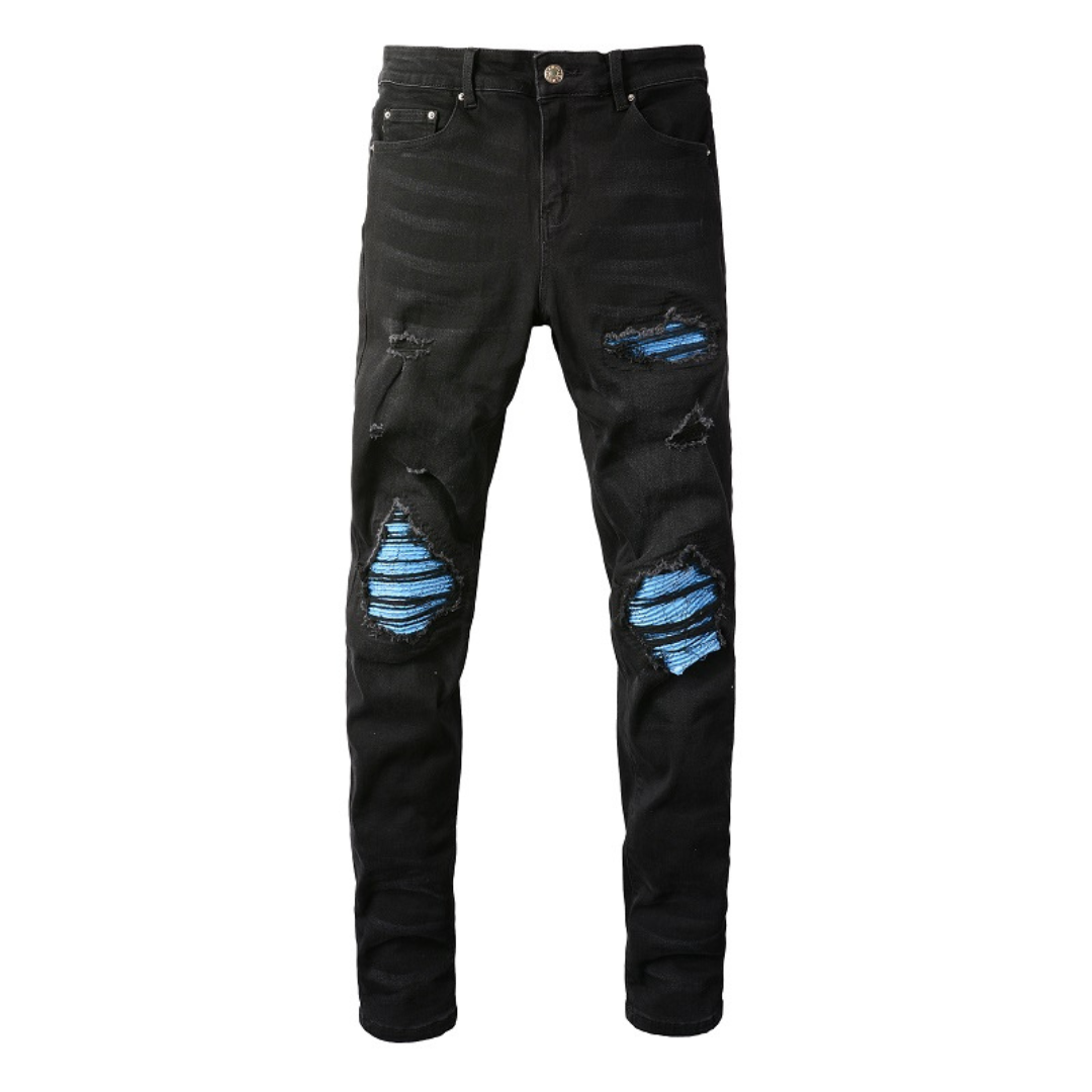 Amiri Herren Luxus Jeans: Blauer Farbverlauf, Schwarz, Slim Fit