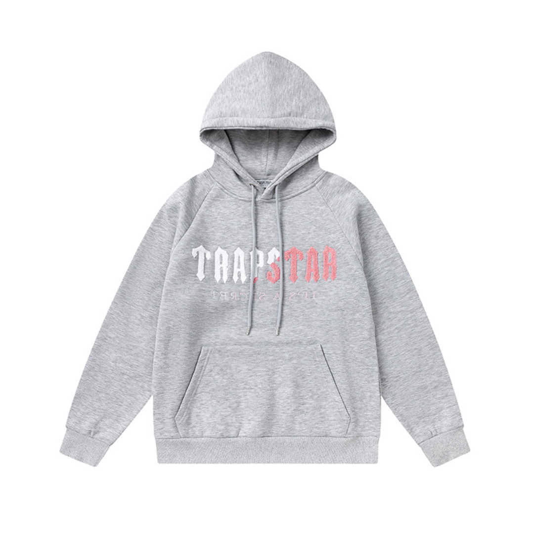 Trapstar Decoded 2.0 Kapuzen-Trainingsanzug Grau-Pink: Stylisch, Bequem, Urban Streetwear