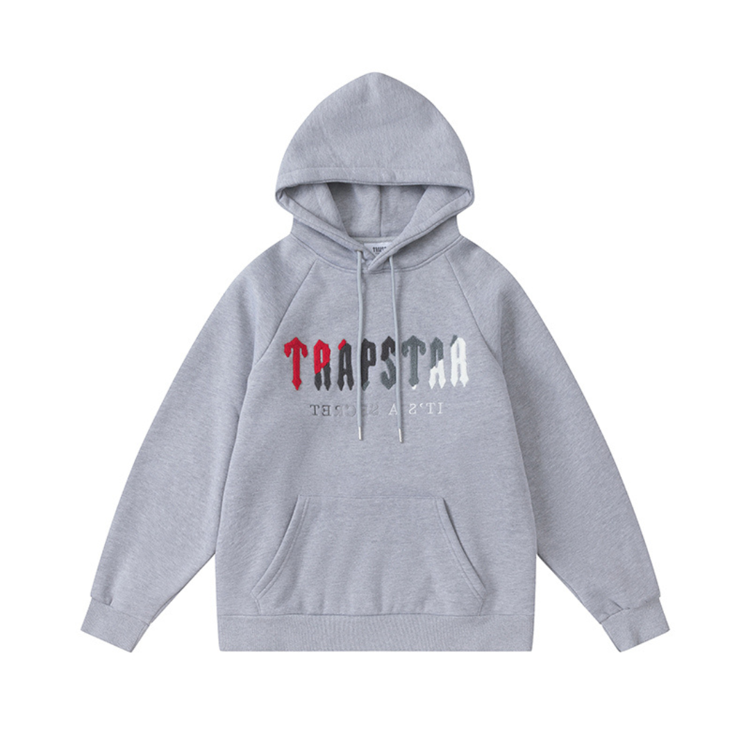 Trapstar Decoded Grauer Trainingsanzug – Stilvoller Streetwear Freizeitanzug mit Logo