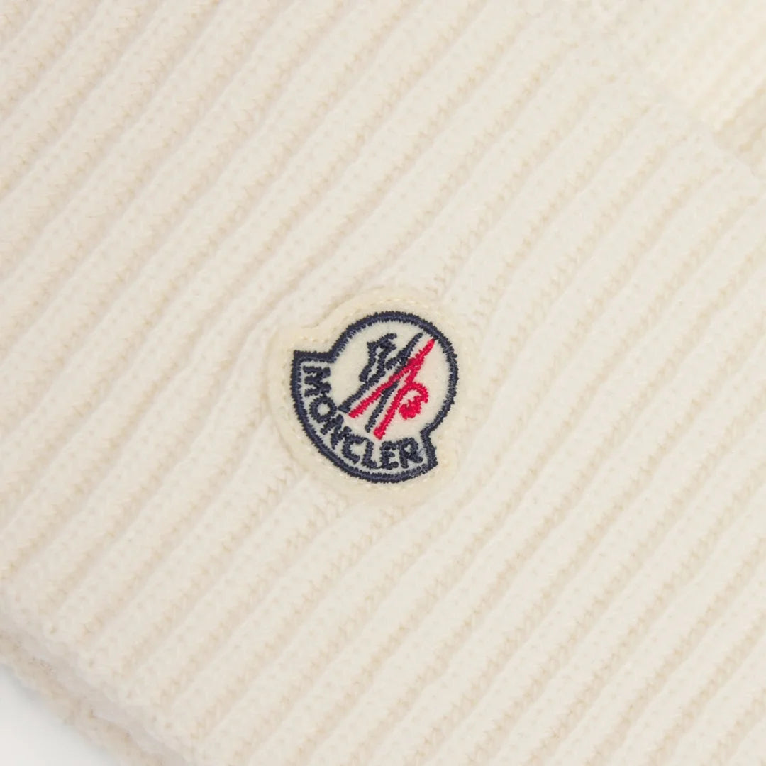 Moncler Luxuriöser Beiger Wollmützen-Hut für Winter Wärme & Stil