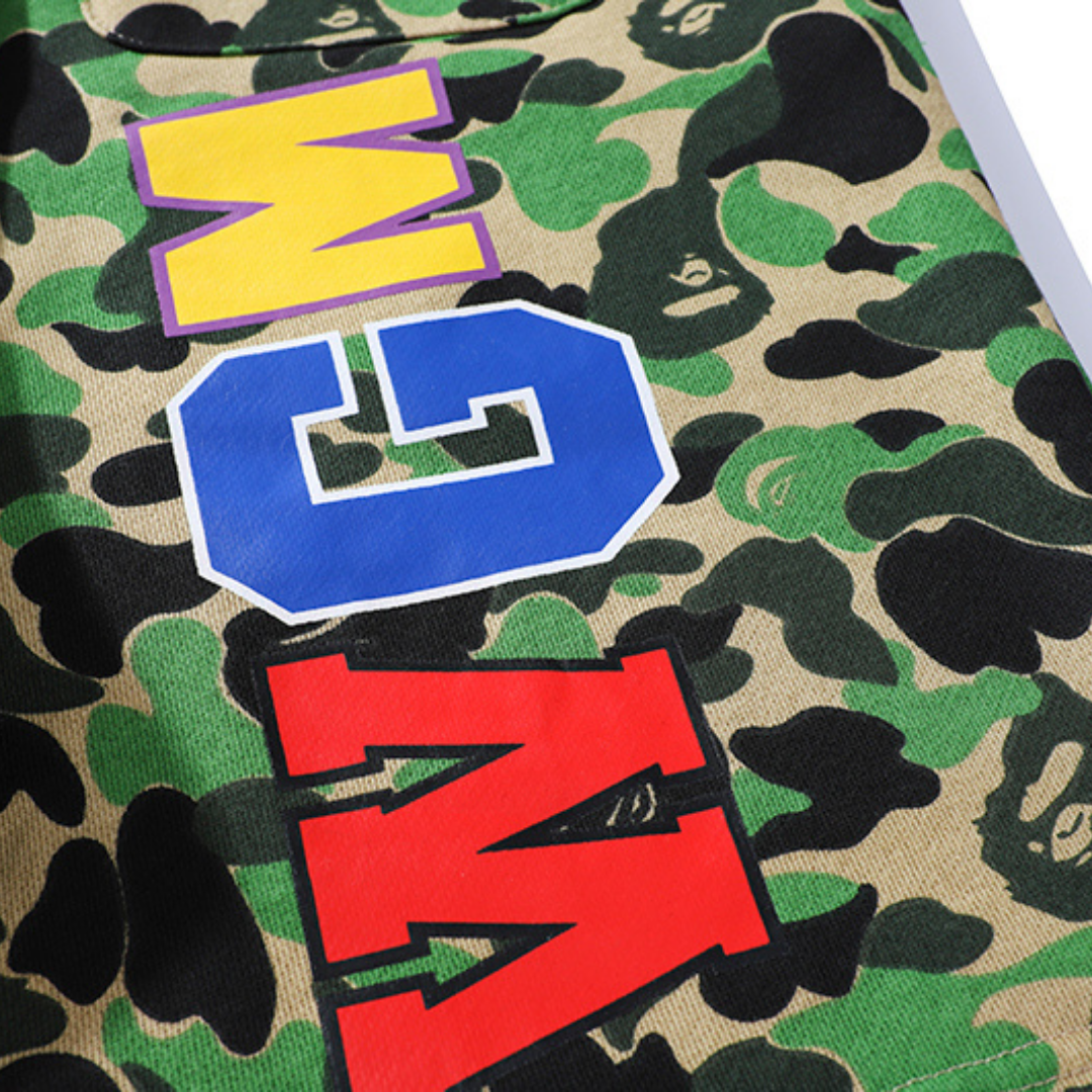 BAPE Shark Camo Streetwear Shorts für Herren – Bequeme Baumwolle Freizeit Bermuda