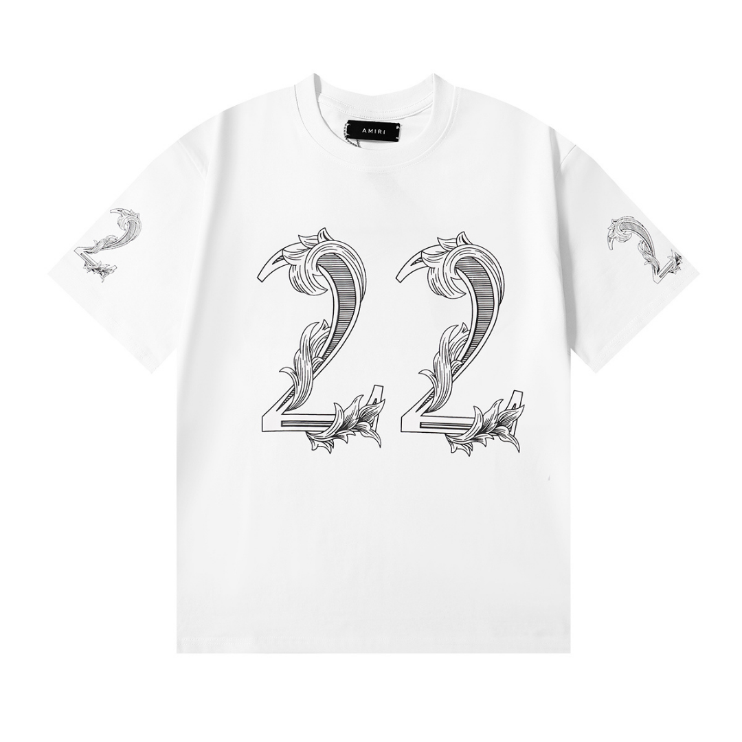Stylisches Amiri '22' Herren T-Shirt Schwarz, Kurzarm, Bequemer Baumwoll-Streetwear-Look