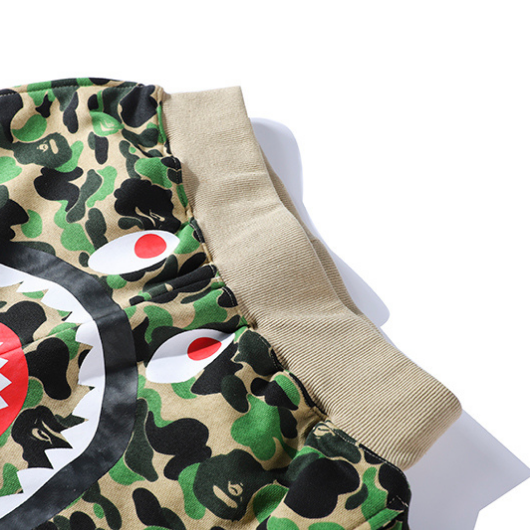 BAPE Shark Camo Streetwear Shorts für Herren – Bequeme Baumwolle Freizeit Bermuda