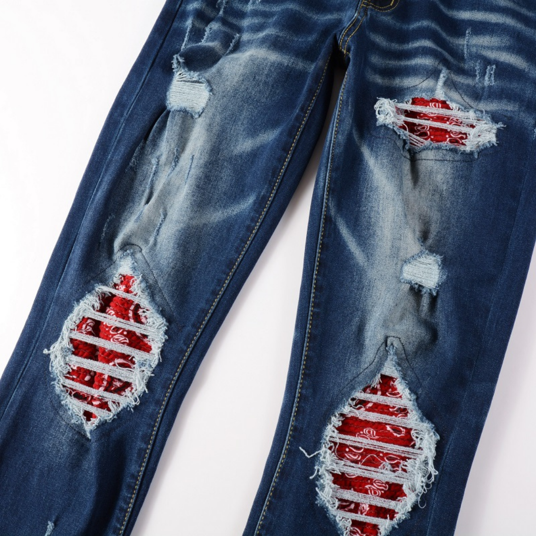 Amiri Rote Bandana Jeans für Herren – Luxuriöser Designer Denim mit Muster