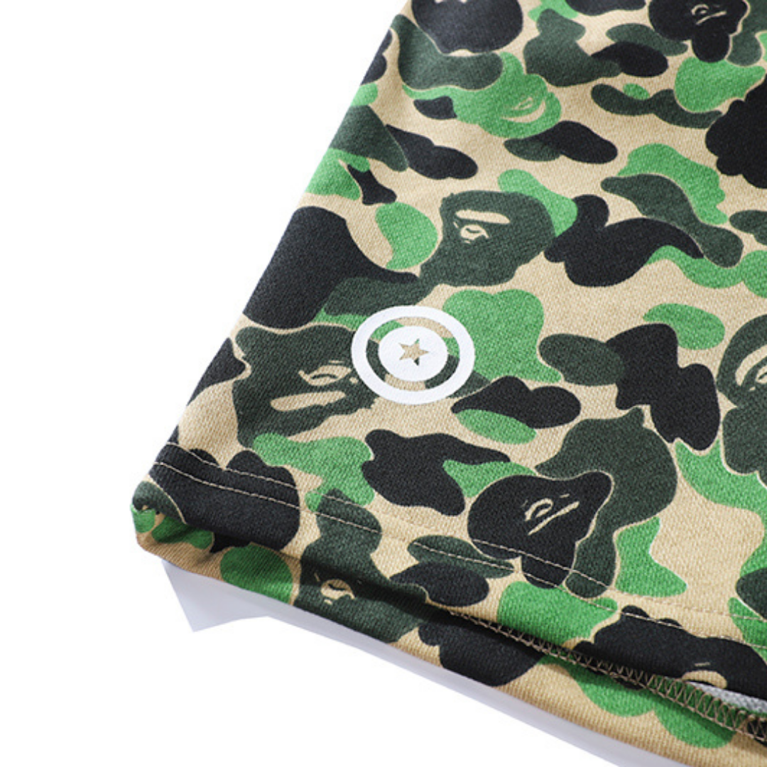 BAPE Shark Camo Streetwear Shorts für Herren – Bequeme Baumwolle Freizeit Bermuda