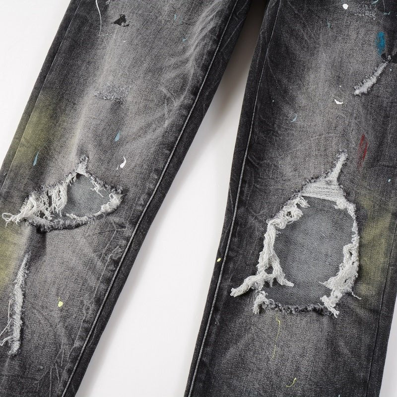 Amiri Sprühfarben Besprühte Schwarze Jeans Herren - Luxuriöse Designer Denim