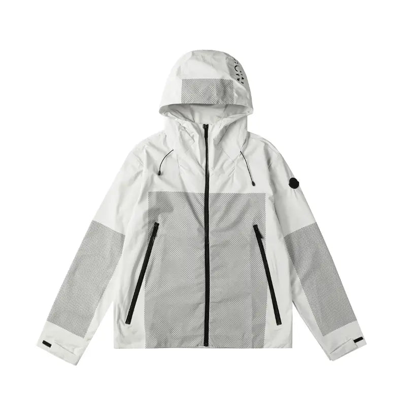 Moncler Monogramm Windbreaker Herren Leichte Übergangsjacke mit Logo-Print Kapuze Stilvoll