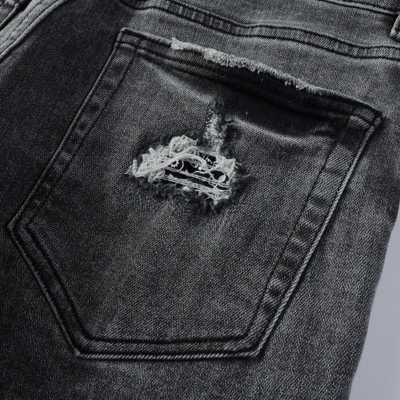 Amiri Schwarze Bandana Designer Jeans – Luxuriöser Slim Fit Stretch Denim Herren