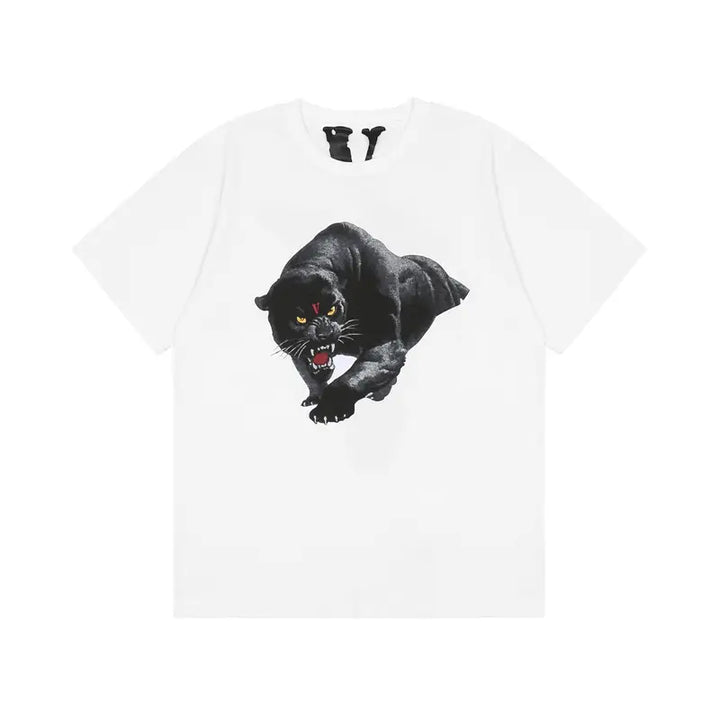V-LONE Schwarzes V Panther T-Shirt: Lässiger Streetwear Baumwoll-Look für Herren