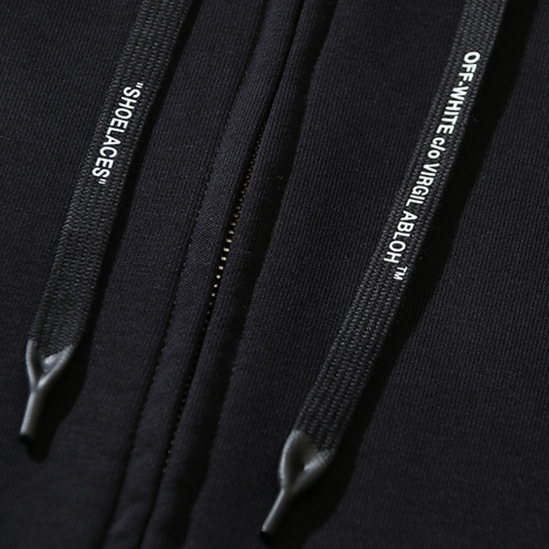 Off-White Luxus Streetwear Hoodie mit Monogramm Grafikdruck Schwarz Bequem
