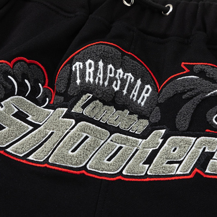 Trapstar London Shooters Streetwear Kurzes Set Schwarz Rot Bequemer Anzug