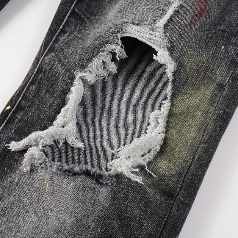 Amiri Sprühfarben Besprühte Schwarze Jeans Herren - Luxuriöse Designer Denim