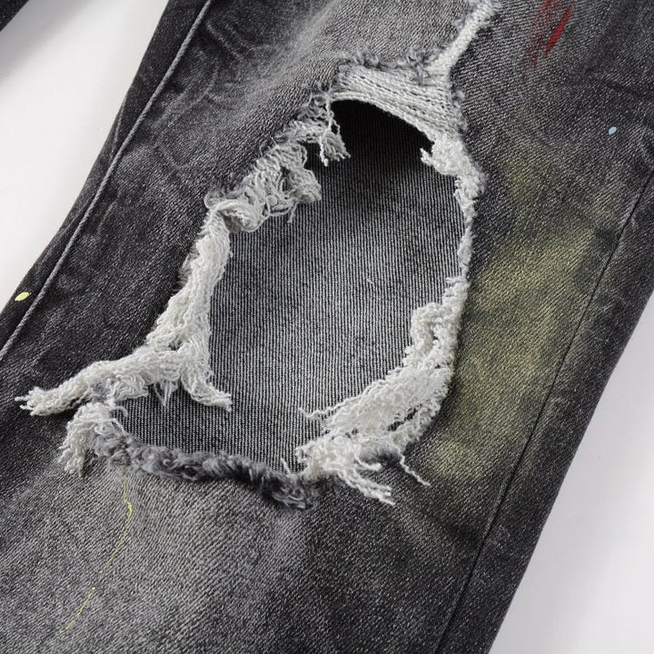 Amiri Sprühfarben Besprühte Schwarze Jeans Herren - Luxuriöse Designer Denim
