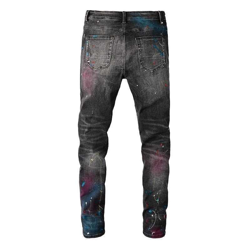 Amiri Sprühfarben Besprühte Schwarze Jeans Herren - Luxuriöse Designer Denim