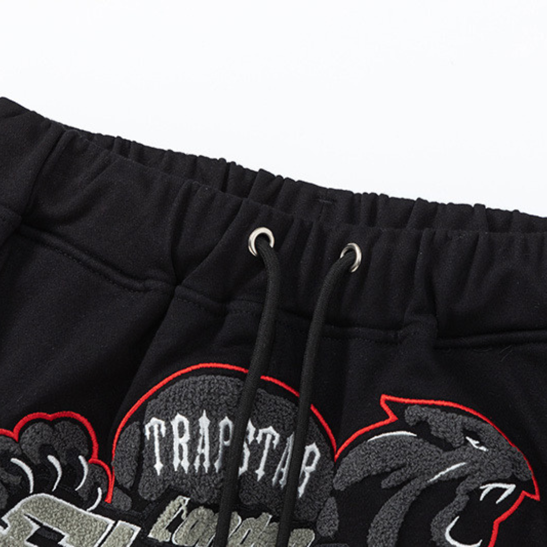 Trapstar London Shooters Streetwear Kurzes Set Schwarz Rot Bequemer Anzug