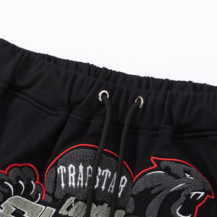 Trapstar London Shooters Streetwear Kurzes Set Schwarz Rot Bequemer Anzug
