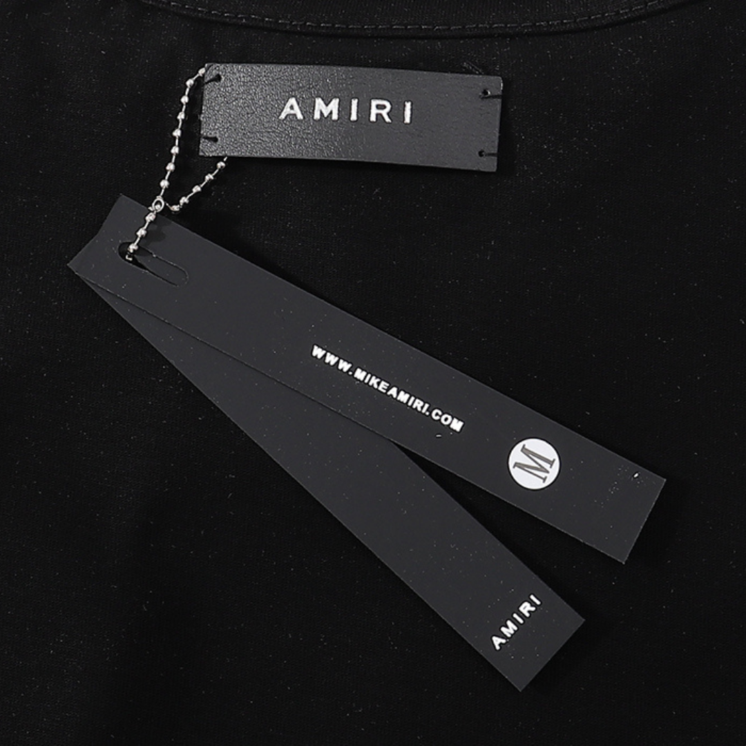Amiri Luxus Bandana Bleichmittel Spritzer T-Shirt Streetwear Baumwolle Designer Herren