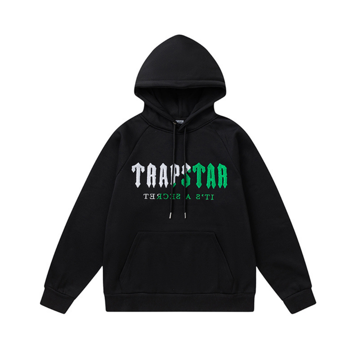 Exklusiver Trapstar Decoded 2.0 Kapuzen-Trainingsanzug Schwarz Grün – Premium Streetwear Set