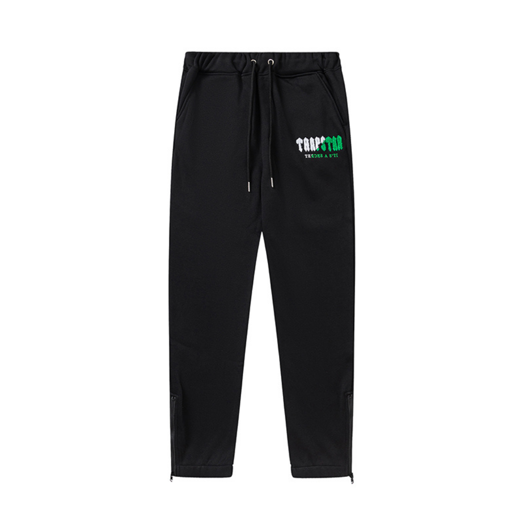 Exklusiver Trapstar Decoded 2.0 Kapuzen-Trainingsanzug Schwarz Grün – Premium Streetwear Set