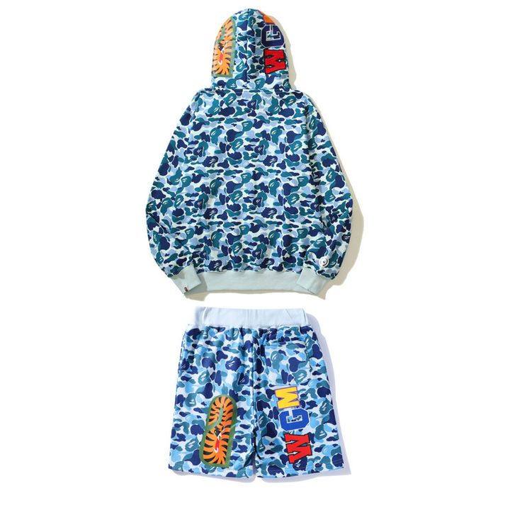 Stylisches BAPE Camo Set: Premium Kapuzenpullover & Shorts für Streetwear-Fans