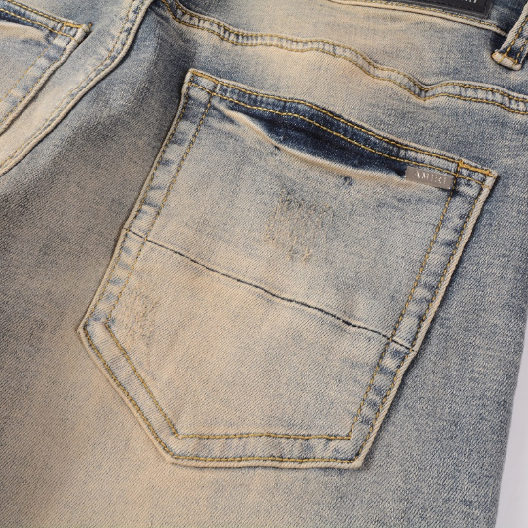Amiri Schwarze Bones Blaue Jeans – Stylische Denim mit Knochen-Design