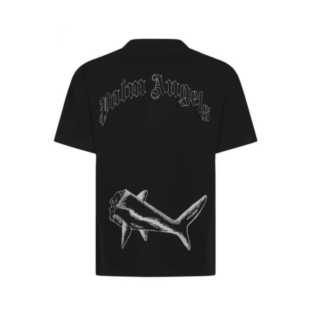 Palm Angels Shark T-Shirt: Luxuriöses Designer-Shirt mit Haifisch-Print, Urbaner Stil