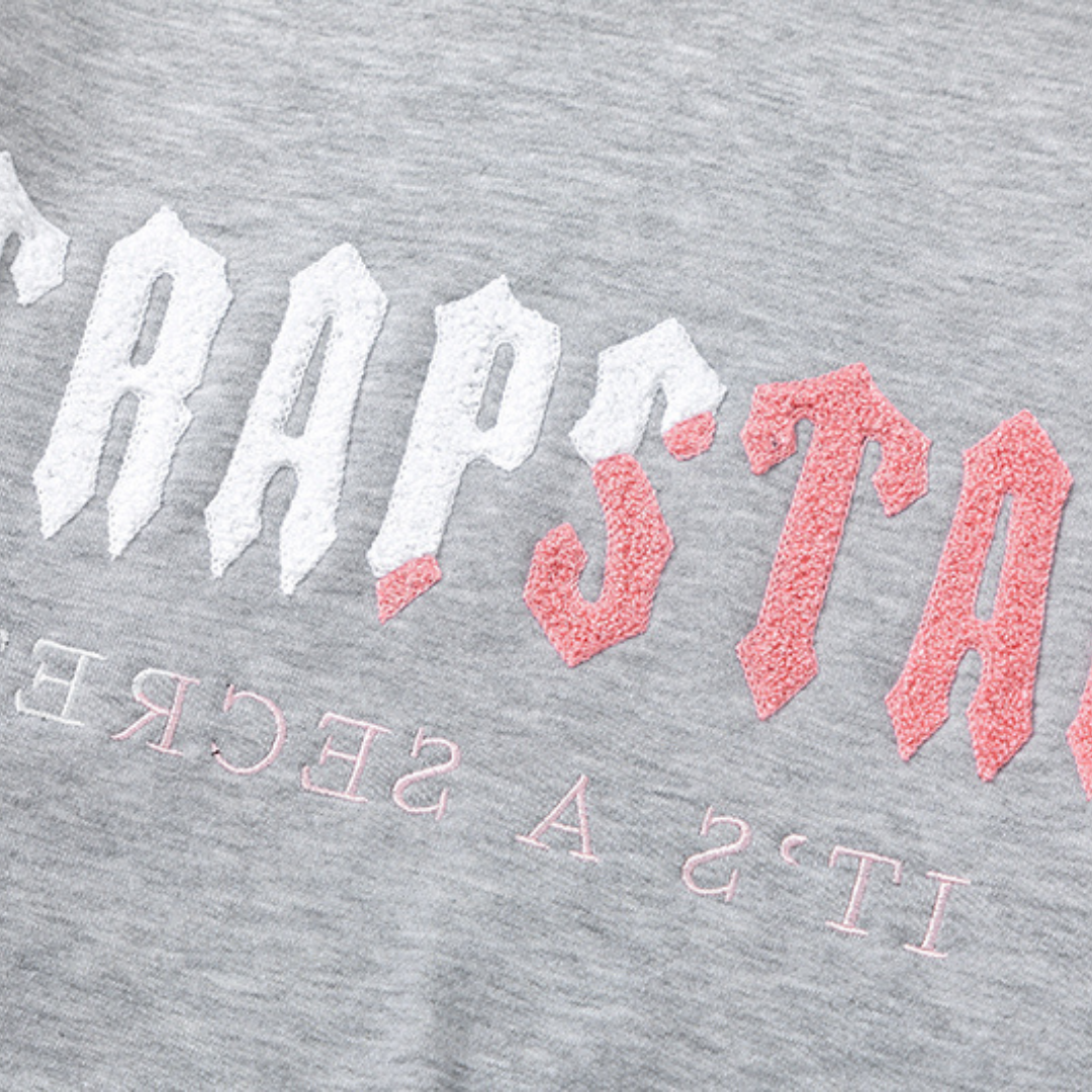 Trapstar Decoded 2.0 Kapuzen-Trainingsanzug Grau-Pink: Stylisch, Bequem, Urban Streetwear