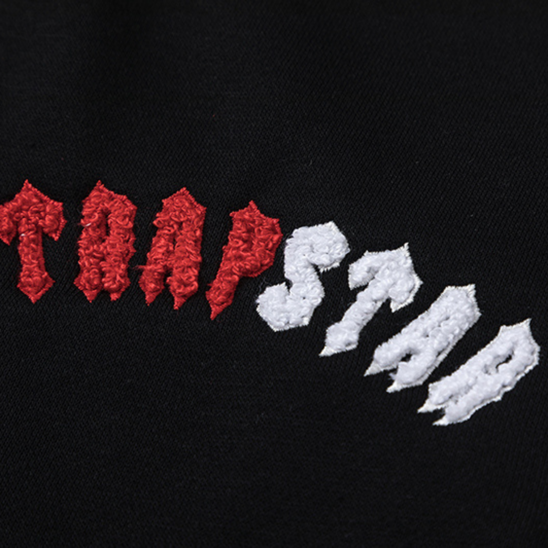 Trapstar Irongate Arch Chenille Trainingsanzug Schwarz Rot Luxuriöser Streetwear
