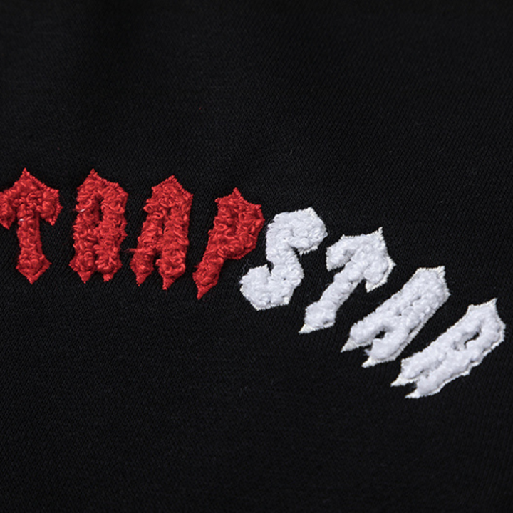 Trapstar Irongate Arch Chenille Trainingsanzug Schwarz Rot Luxuriöser Streetwear