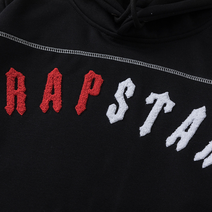 Trapstar Irongate Arch Chenille Trainingsanzug Schwarz Rot Luxuriöser Streetwear
