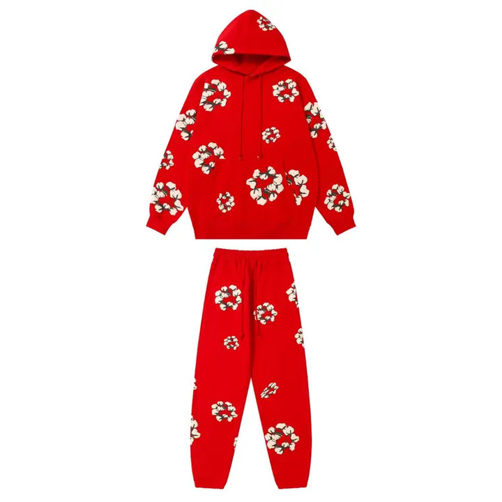 Denim Tears Kaktus Rot Trainingsanzug Set – Stylischer Komfort für Streetwear Liebhaber