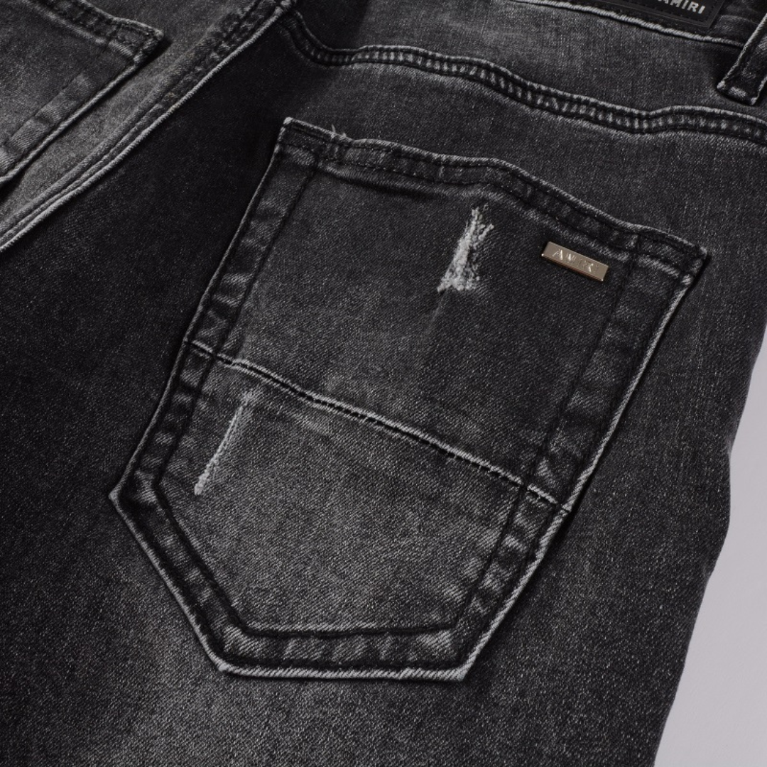 Amiri Bandana Schwarze Designer Jeans: Luxuriöser Rock-and-Roll Streetstyle Denim