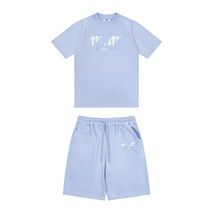 Stylisches Trapstar Decoded Blaues Chenille Shorts Set für Herren