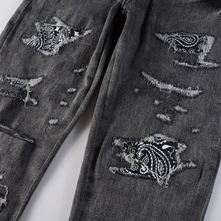 Amiri Schwarze Bandana Designer Jeans – Luxuriöser Slim Fit Stretch Denim Herren